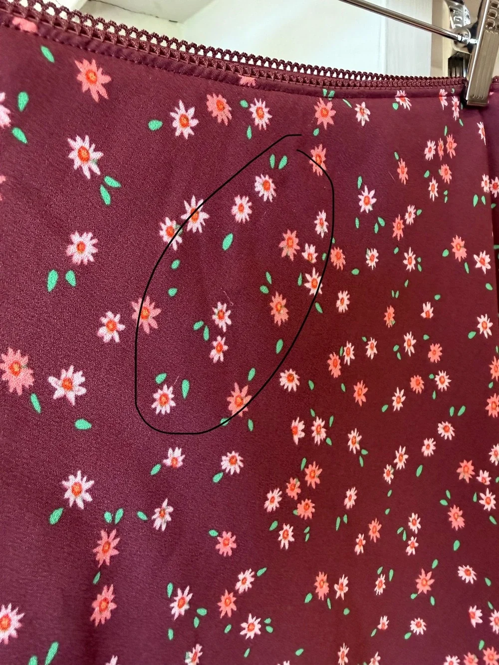 Wild Fable Burgundy Floral Double-Lined Mini Skirt Women’s Size Large - Picture 5 of 10